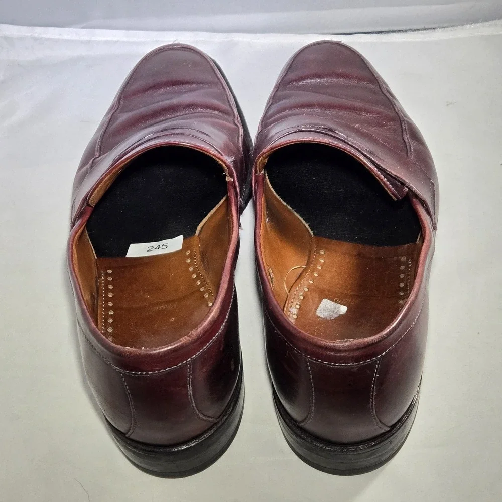 Allen Edmonds Presidio Dress Shoes Mens Size 9.5 Burgundy Red‎ Leather Loafer